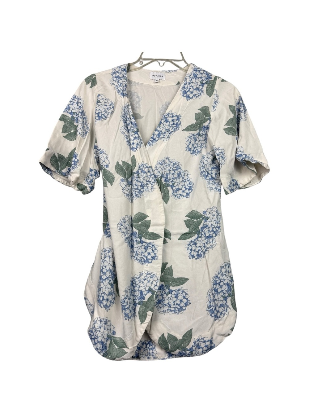 Piyama Hydrangea Blue Mini Wrap Robe - Picture 2 of 7